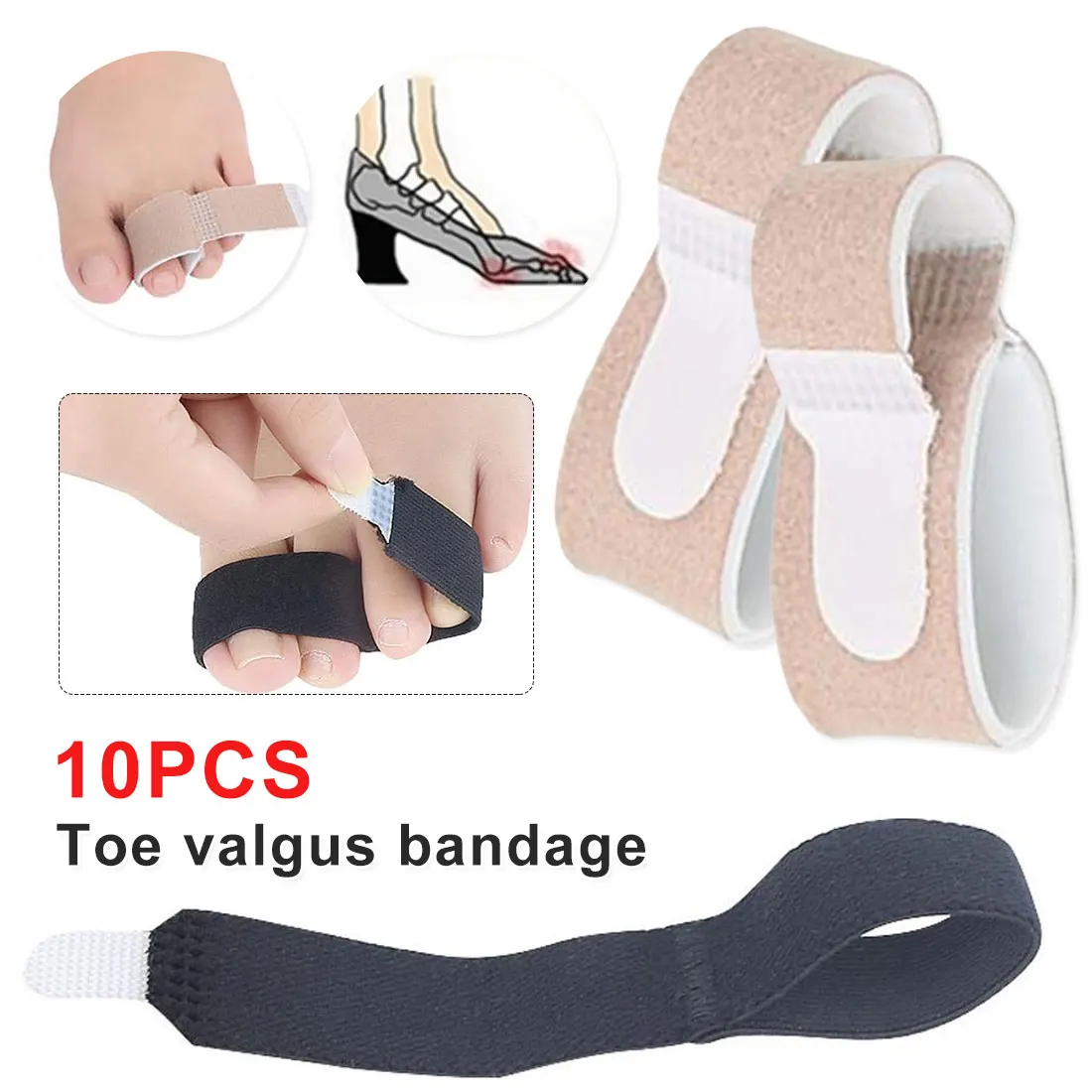 Hallux Valgus Corrector Bandage Toe Separator Splint Wraps Foot Care Tools 10 Pcs/lot Fabric Toe Finger Straightener Hammer Toe