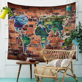 

World Map Pattern Wall Tapestry Wall Hanging Blanket Farmhouse DecorHome Decorations Machine
