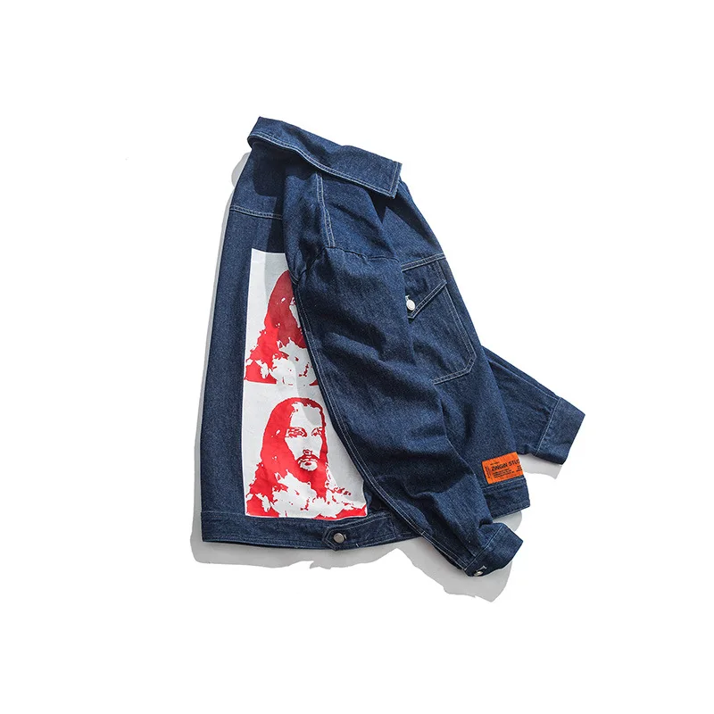 

City Where the Product 2019 Europe And America Japanese-style Back Printed Workwear Cowboy Jacket Youth Tooling Jacket