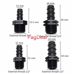 10 шт. садовые Соединительные элементы для воды капельный полив разъем DN16 DN20 изменить в 1/2, 3/4 штекерные разъемы