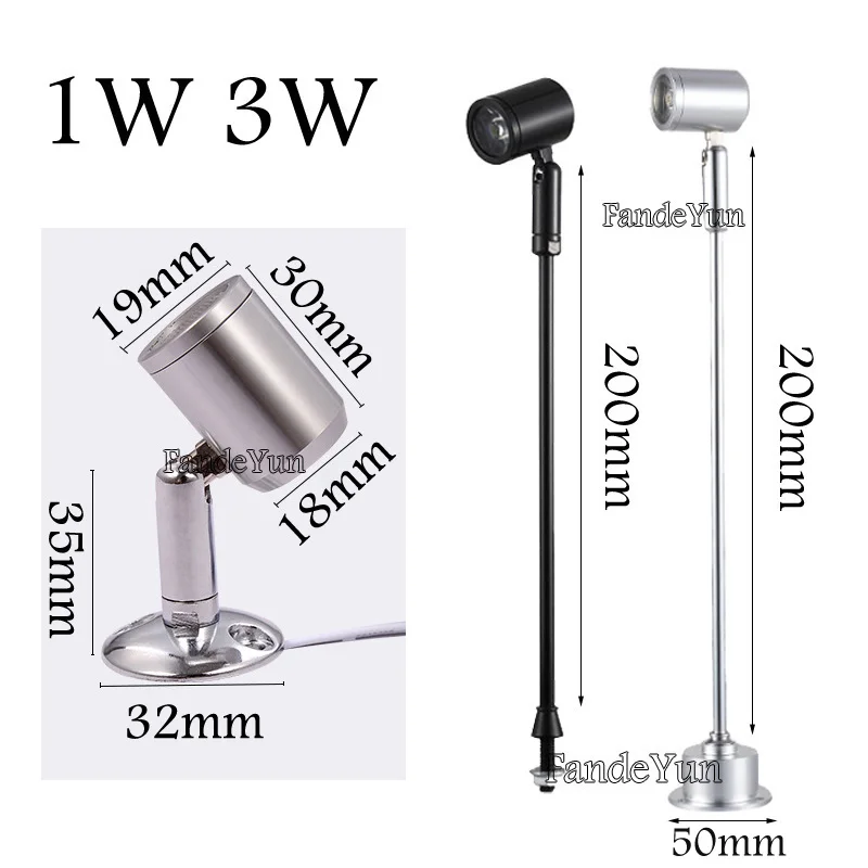 Dimmable LED 1W 3W Adjustable Spotlights Showcase Light For Exhibition Display Mini Spot Jewelry AC85-265V Dc12V led spotlight halogen spotlight bulb