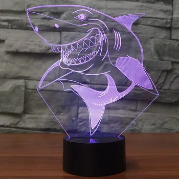 

3D Led Bedside Night Light Shape Animal Shark Usb Table Lamp 7 Color Change Home Decoration Bedroom Sleep Lighting Fixture Gifts