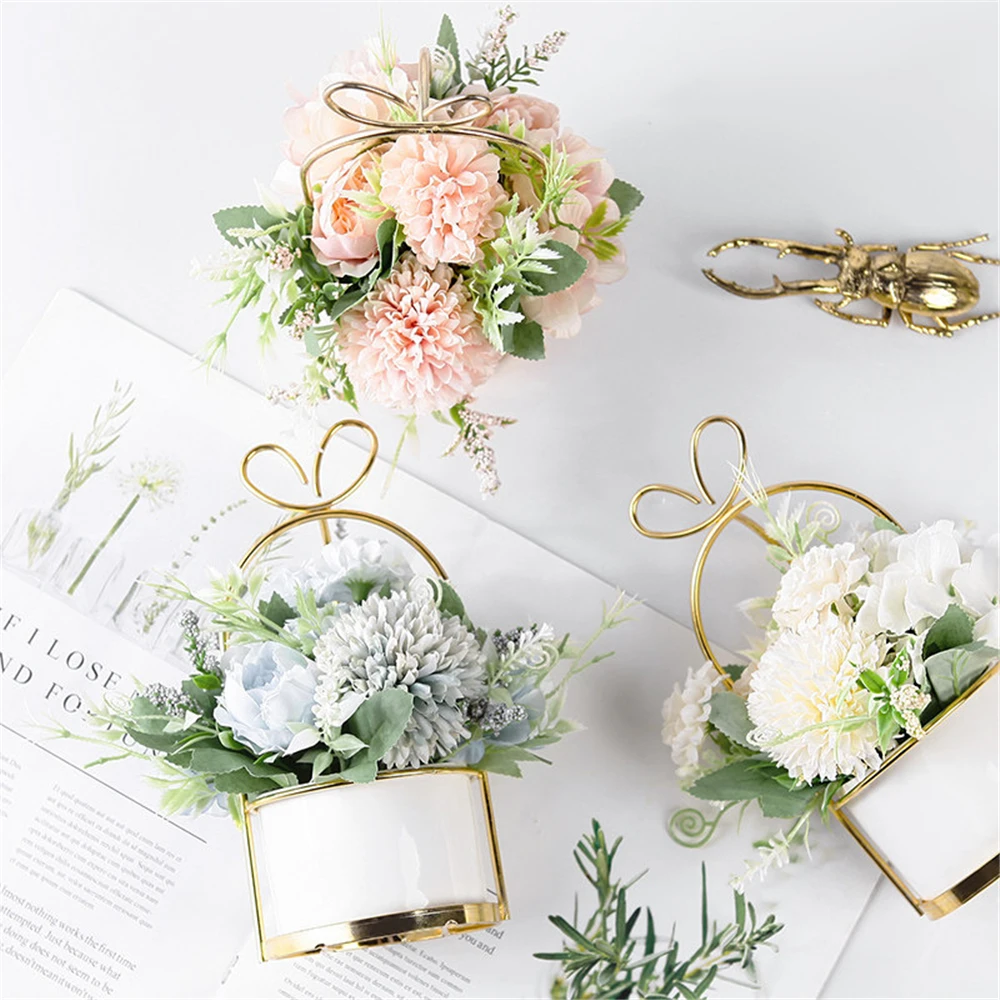 

B-LIFE Garden Party Wedding Decor Artificial Flower Plants Pot Artificial Flower Bonsai Potted Silk Fake Flowers Plants