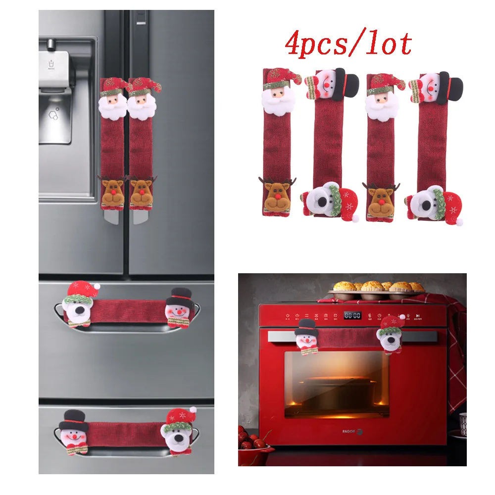 

4pcs/lot Fridge Handle Covers Christmas Microwave Oven Dishwasher Door Handle Cover Christmas Decorations for Home Decor 31*14cm