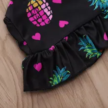 Высокое качество 2 шт./компл. детский купальный костюм для девочек, купальный костюм, топ+ трусы в форме сердца, с рисунком ананаса, с ремешками; гофрированная кромка; ванный комплект