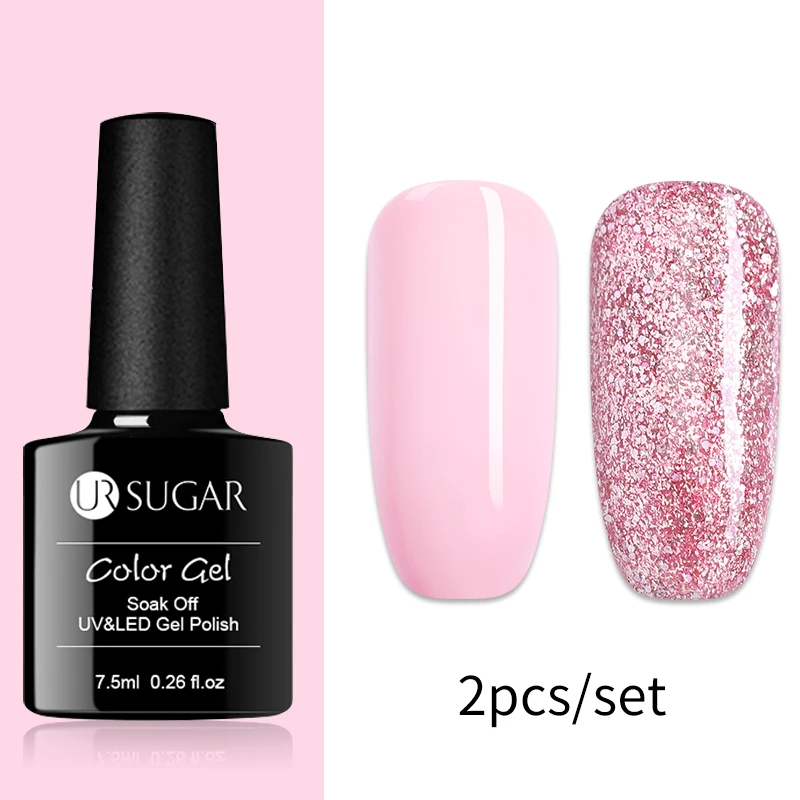 Set 5 Ur Sugar 7,5 мл розовое золото блестящий Гель-лак для ногтей розовый Цвет гель-блестки для ногтей искусство замочить от УФ-гель-лака УФ светодиодный - Цвет: Set 5