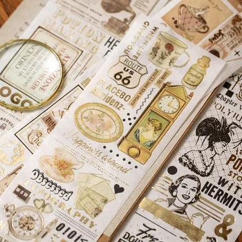 

Rose Flashy Retro Screening Room Series Foiled Washi Tape Floral Decorative Tape Scrapbooking Photo Scrapbook Paper Gift