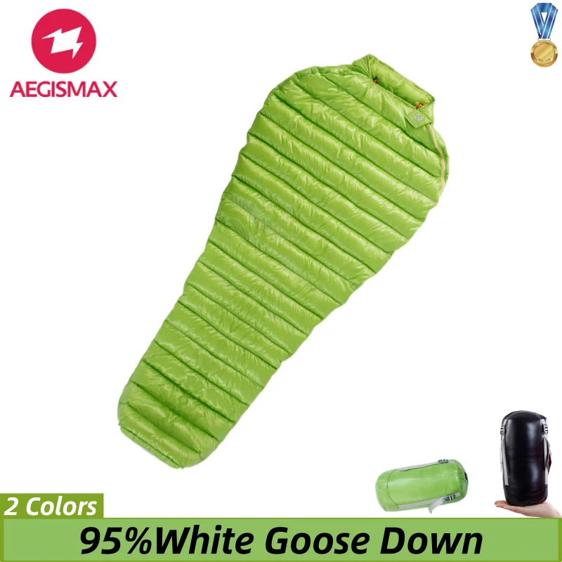

AEGISMAX MINI Sleeping Bag Goose Down 800FP Uniform Filling Mummy Ultralight Sleeping Bag Without Cap Portable Outdoor Hiking
