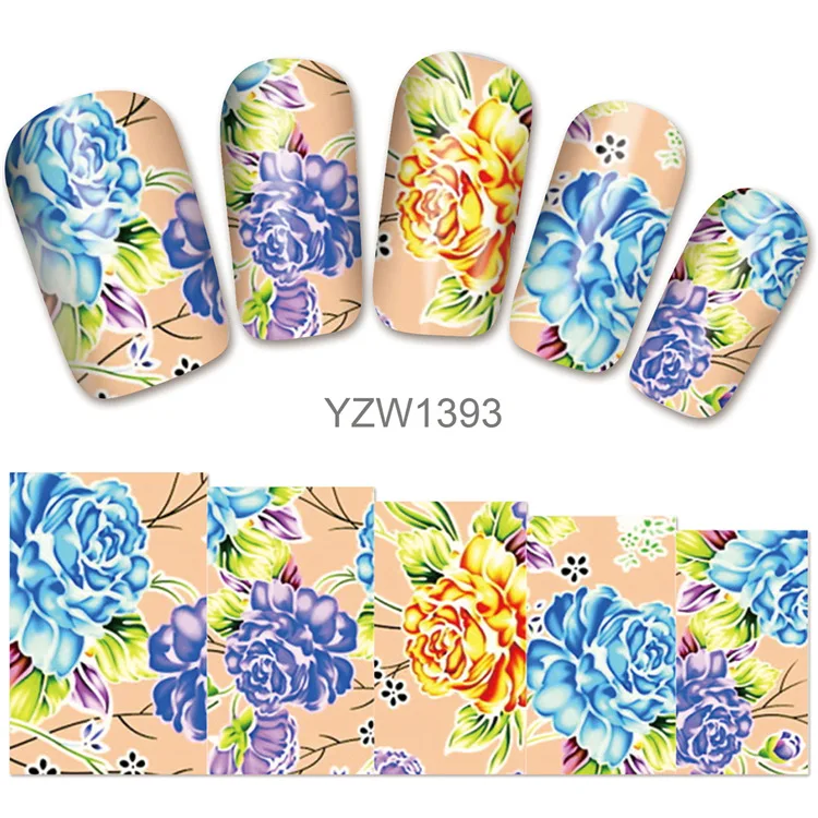 YZW-1393 3D рельефные наклейки на ногти Цветок Клей DIY дизайн цветочный узор маникюр слайдер ногтей Советы Декоративные наклейки - Цвет: YZW-1393