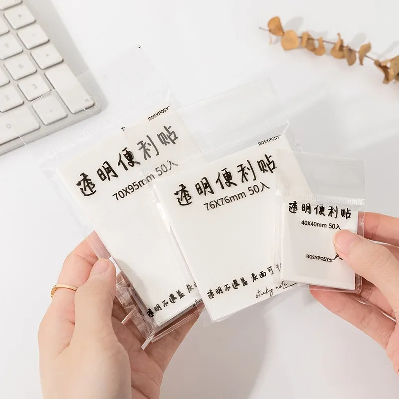 

5 Pcs/Set Creative Stationery Series Transparent Sticky Note Simple DIY Journal Super Sticky Decoration Stickers School Supplies