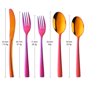 

Hot Sale Four Sets Fashion Orange&Red Cutlery Stainless Steel Flatware Kitchen Spoon Fork Knife Teaspoon Orange&Red-4 Set