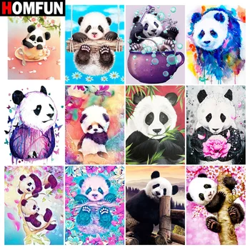 

HOMFUN Diamond Painting Full Square/Round Diamond "Panda animal" Pattern Embroidery Cross Stitch 5D Rhinestone Painting