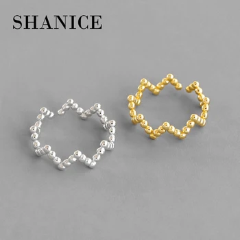 

SHANICE 925 Sterling Silver Open Rings INS Simple Round Bead Wave Pattern Ring Adjustable Forefinger Joints Little Finger Ring