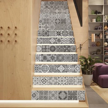 

13pcs/set Tile Decal 3D Stair Stickers Waterproof Removable Self-adhesive Wall Floor Decals Murals Stickers Home Decor 18*100cm