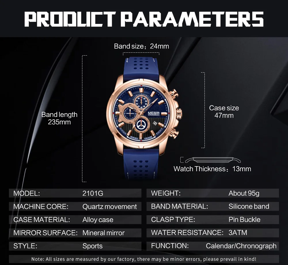 MEGIR военные спортивные часы мужские часы лучший бренд класса люкс Хронограф Кварцевые часы Силиконовые Relogio Masculino Reloj Hombre часы
