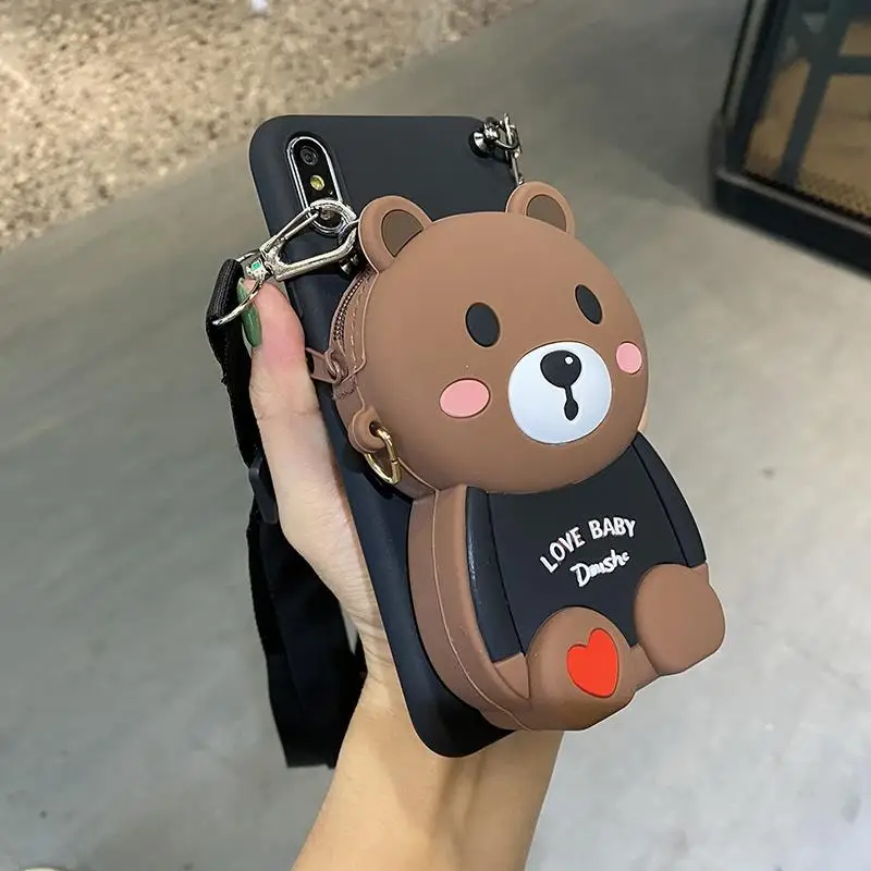 cases for iphone 11 Bear Wallet Bag Soft TPU Case For iPhone 12 11 Pro Max Xs XR 6 7 8Plus Case 11 phone case