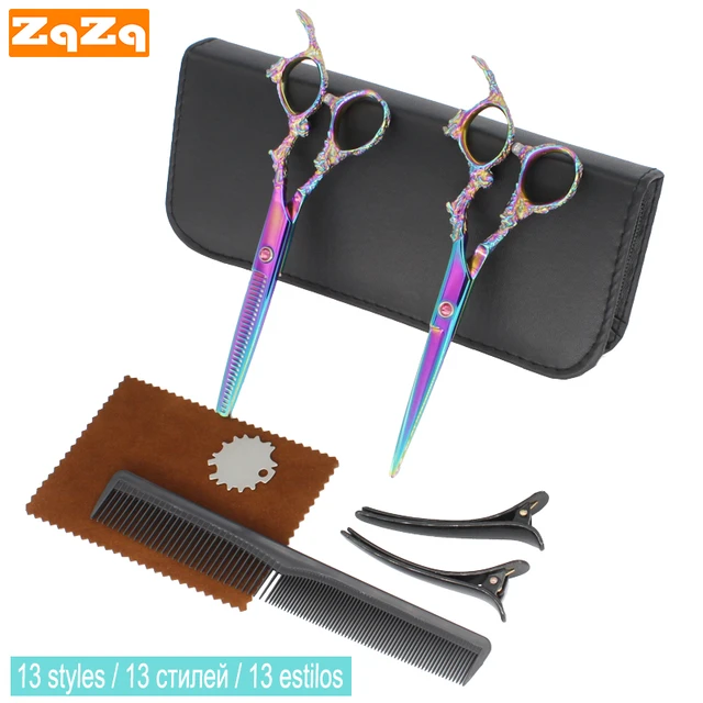 Hair Cutting Scissors Set with Razor, Leather Scissors Case, Barber Hair Cutting Shears Hair Thinning/Texturizing Shears for Professional Hairdresser