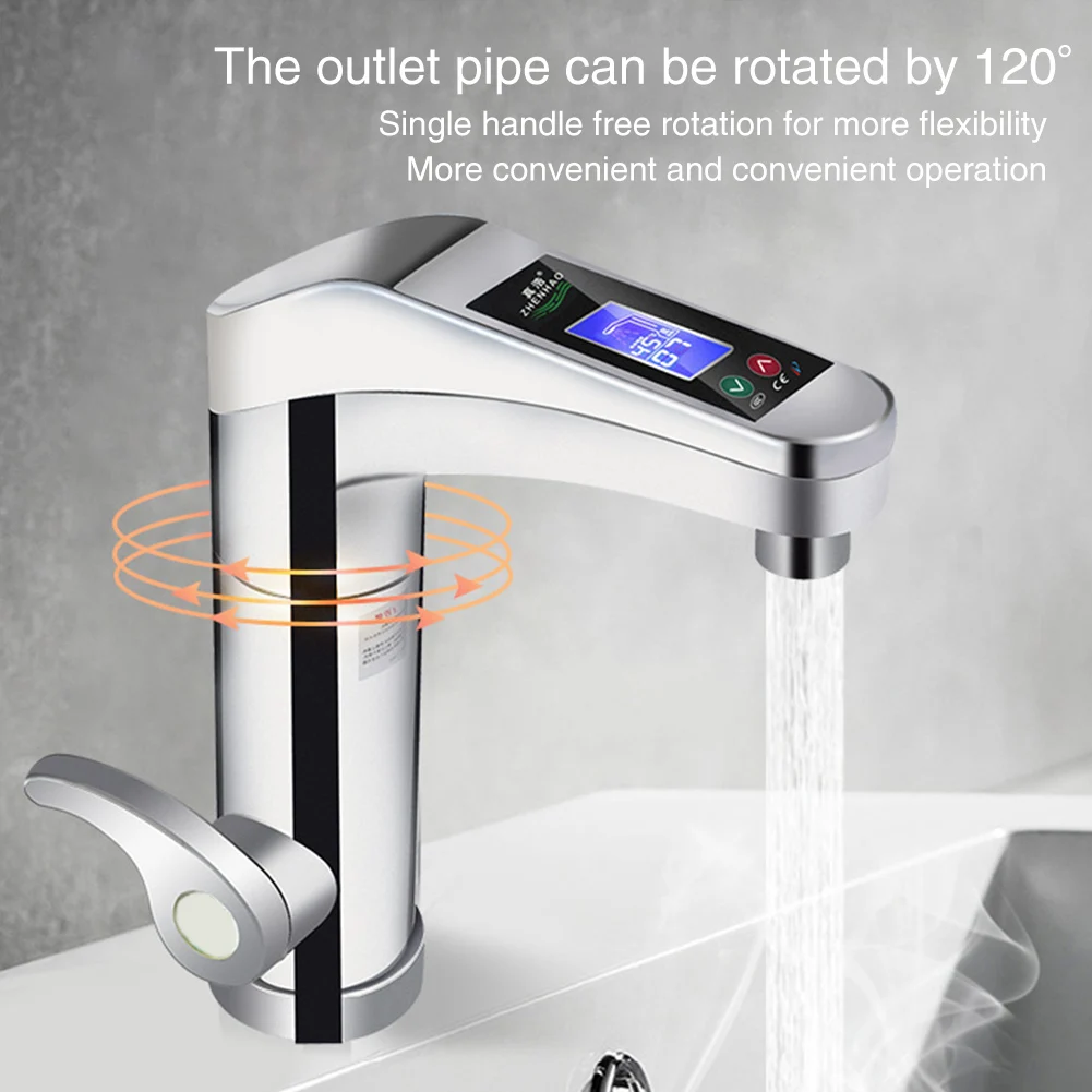 

500-3500W Adjustable Touch Screen Electric Faucet ABS Bathroom Kitchen Hot Cold Rotatable Water Heater Digital Display Home Tap