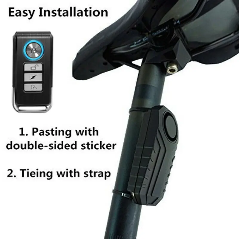 Черный Мини Портативный 113dB беспроводной Противоугонная вибрационная мотоциклетная велосипедная Водонепроницаемая охранная сигнализация