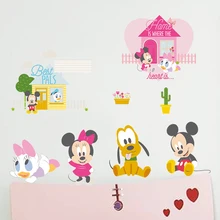 Cartoon Disney Mickey Minnie Mouse Pink House Wall Stickers For Kids Room Home Decor Bedroom Wall PVC Mural Art DIY Wallpaper Cartoon Disney Mickey Minnie Mouse Pink House Wall Stickers For Kids Room Home Decor Bedroom Wall PVC Mural Art DIY Wallpaper