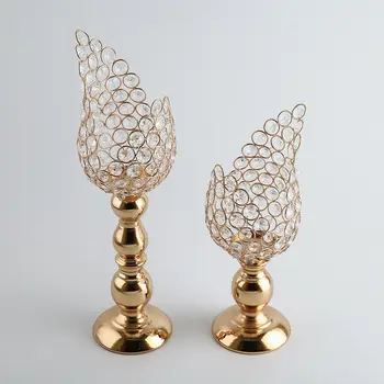 

2 Pack/ Set Crystal Petal Pillar Candle Holder Candle Light Stand Tabletop Decor Table Centerpiece Votive Candle Holders