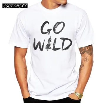 

2019 Men T Shirts Fashion GO WILD Design Short Sleeve Casual Tops Hipster T-Shirt Cool Tee