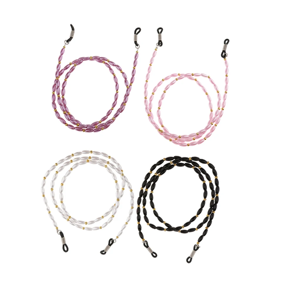Set of 4pcs Anti Slip Spectacles Eyeglass Reading Eye Glasses Holder Necklace Sunglass Chain Lanyard Neck Cord Strap Chain