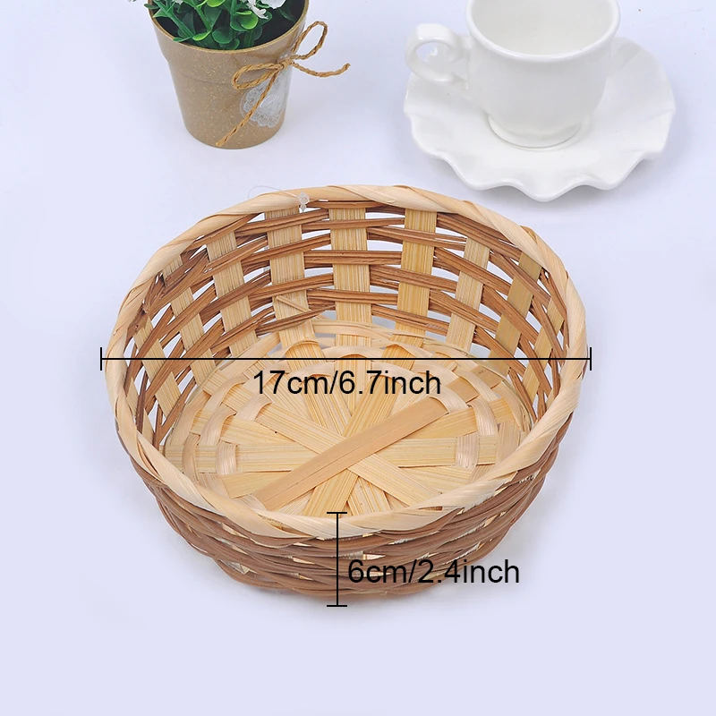 Bamboo Round Fruit Basket Large Capacity Durable Bamboo Handwoven Bowl Fruit Vegetables Serving Basket for Kitchen Fast Delivery 6