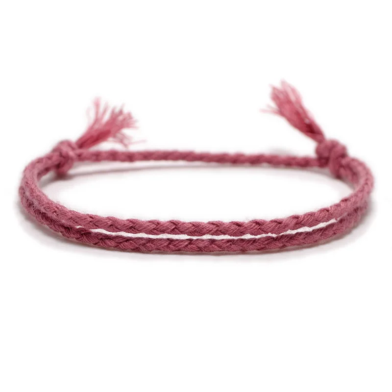 Meetvii Simple Woven Cotton Rope String Bracelet Pray Yoga Handmade Pure Color Chic Tassel Bracelet for Men Women 2020 New