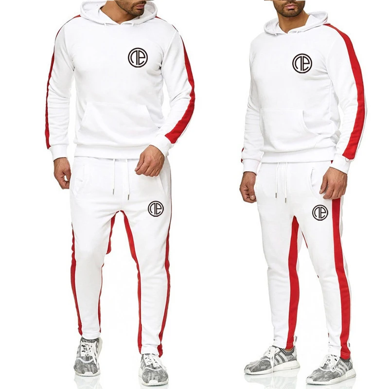 

2019 New Men' Fashion 2 Parts Hooded Sweatshirt and Sport Pants Set Mens Track Suit Set Gym Sport Running Suit Solid Color