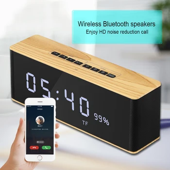 

LED Portable Bluetooth Speaker Wireless Stereo Music Soundbox with Time Display Clock Alarm Loudspeaker