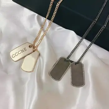 

Fashion Luxury Brand Jewelry CC Metal Pendant Long Necklace Vintage Designer Couple Channelles Europe Necklaces Women Men Gift