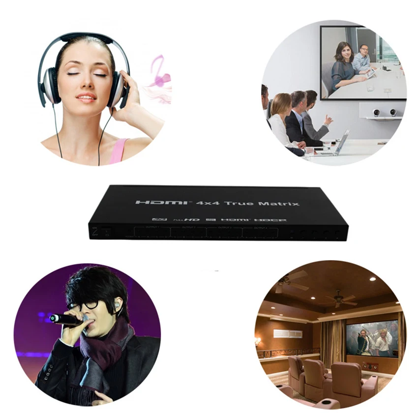HDMI матричный коммутатор 4 в 4 из 4x4 HDMI1.4 4 к@ 30 Гц переключатель разветвитель матрица с RS232 ИК пульт дистанционного управления для HDTV ps4 PS3 Lapt