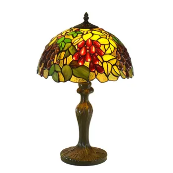 

Tiffany Style Table Lamp Desk Light Grapes Lighting 18 inches Tall 12 Inches Wide Shade for Living Coffee Bedroom College Dorm
