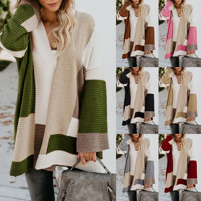 Best Price Cardigan Women Sweater Coat Geometry Knitted Winter Oversized Hand Crocheted Long Sweaters Female Fashion Matching-Color Best Price Cardigan Women Sweater Coat Geometry Knitted Winter Oversized Hand Crocheted Long Sweaters Female Fashion Matching-Color