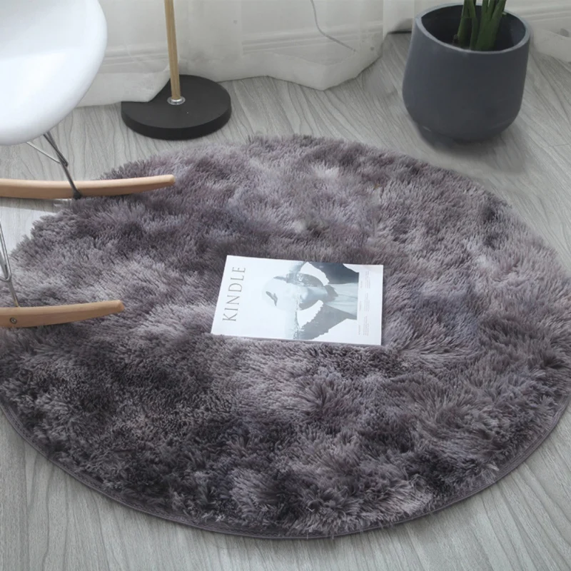 Fluffy Round Rug Carpets Ultra Soft Area Rugs Graduated Color Long Plush Shaggy Round Floor Mat For Dining Living Room