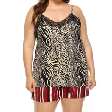 Сексуальная пижама женская плюс размер Принт без рукавов с v-образным вырезом Осенняя пижама OY41