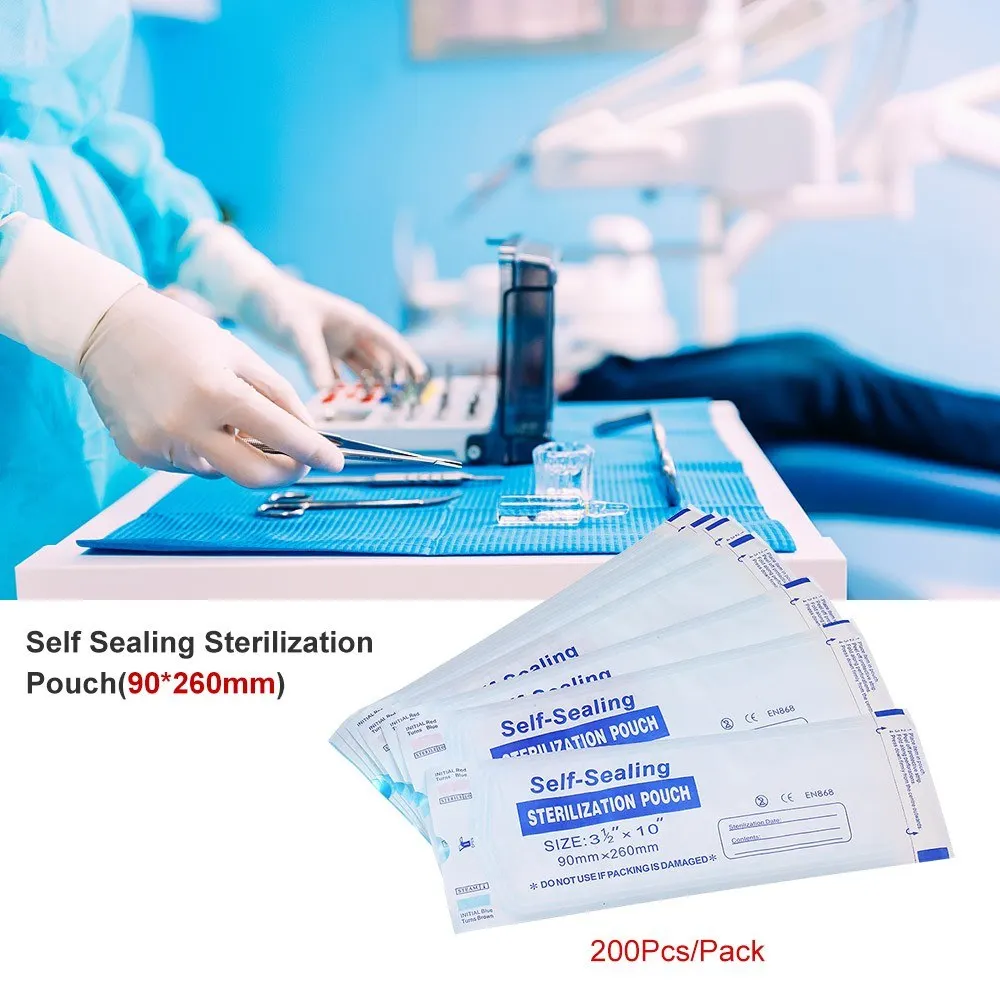

200Pcs/Pack Self Sealing Sterilization Pouch Medical Grade Paper Disposable Dental Tattoo Tool Storage Bag 260*90mm