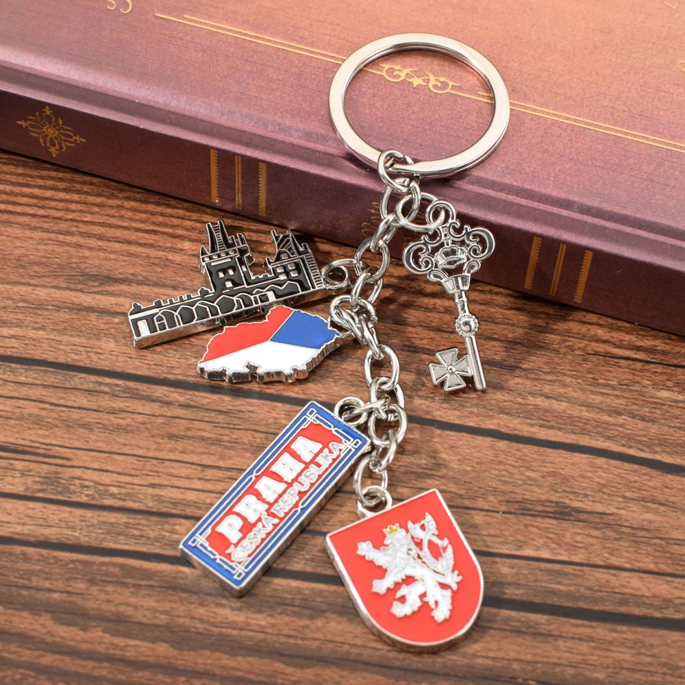 Vicney флаг Чехии PRAHA брелок Святого Витуса собора брелок Чешский дорожный сувенир, брелок кулон карта цинковый сплав брелок