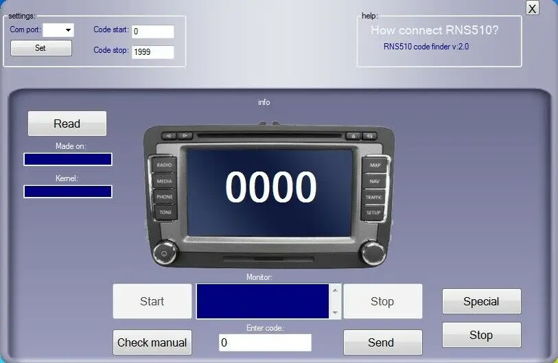 Rns 510 Radio Code Finder Decoder Wia Com Port Direct Pc Connection