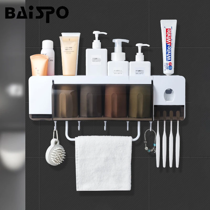 Настенный пылезащитный держатель BAISPO для зубных щеток с чашками Автоматический