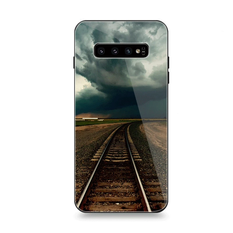 Мобильный чехол для телефона Стекло для samsung A10 A20 A30 A40 A50 A60 A70 S7 край S8 Plus Note 8 9 S10 крышка модные рельсы для поезда