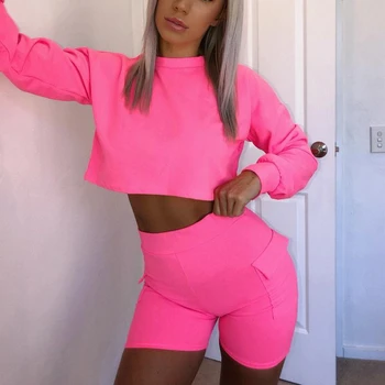 

New 2Pcs Summer Women Tracksuit Sweatshirts + Short Pant Casual Jogging Sport Suit Outdoor Running Gym Women Clothing Set