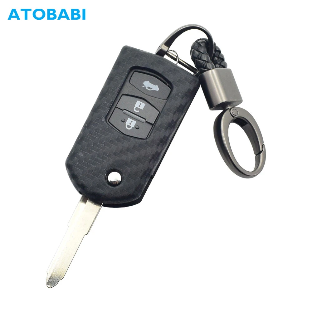 BlackStuff Carbon Fiber Keychain Keyring Ring Holder Compatible with Mazda 3 2009-2013 MPS BS-638 
