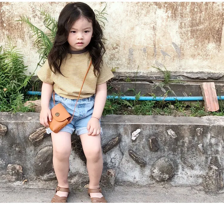 Treebibi Summer New Style CHILDREN'S Trousers Casual Two-color Frayed Edge Denim Shorts Crawler