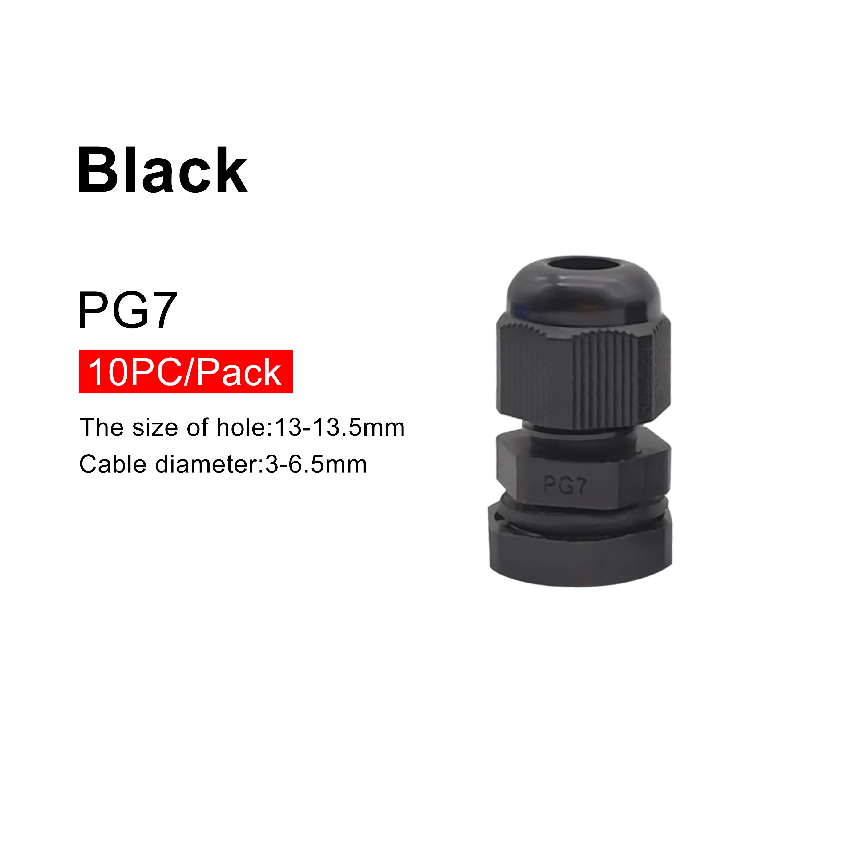 thumbnail interactive-video image 1 of EROOSY 20 Pcs Cable Glands Waterproof PG7 Adjustable Cable Glands Nylon 1 of 12