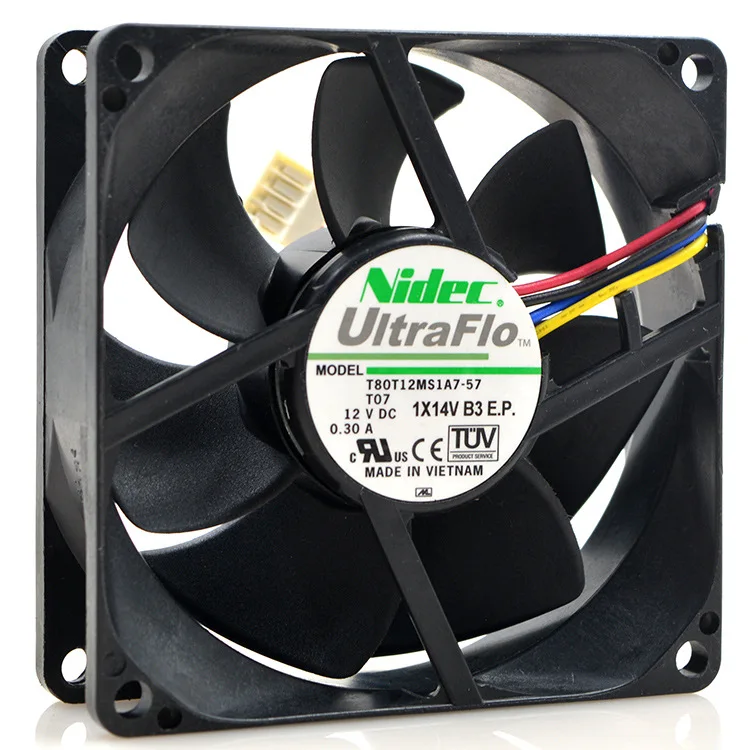 Для NIDEC T80T12MS1A7 57 T07 8 см 8025 12V 0.30A 4 проводной контроль температуры вентилятор