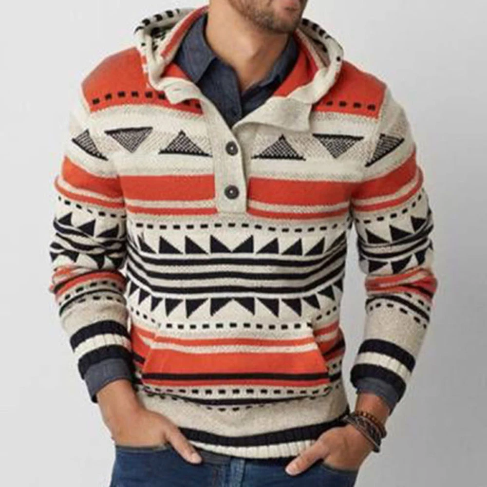 

Thin Men Sweater Autumn 2020 New Year Jumper Oversize Casual Pocket Hooded Color Block Knitted Sweaters Long Sleeve Pullove Top