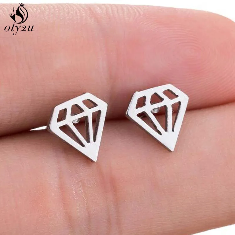 Oly2u Korean Fashion Triangle Shape Stud Earrings Personalize Small Earings Stainless Steel Earing Best Birthday Gift for Women | Украшения