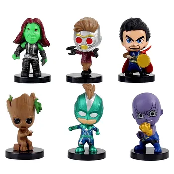 

Avengers Endgame Captain Marvel Thanos Doctor Strange Star Lord Gamora Tree Man Q Version PVC Figures Toys 6pcs/set